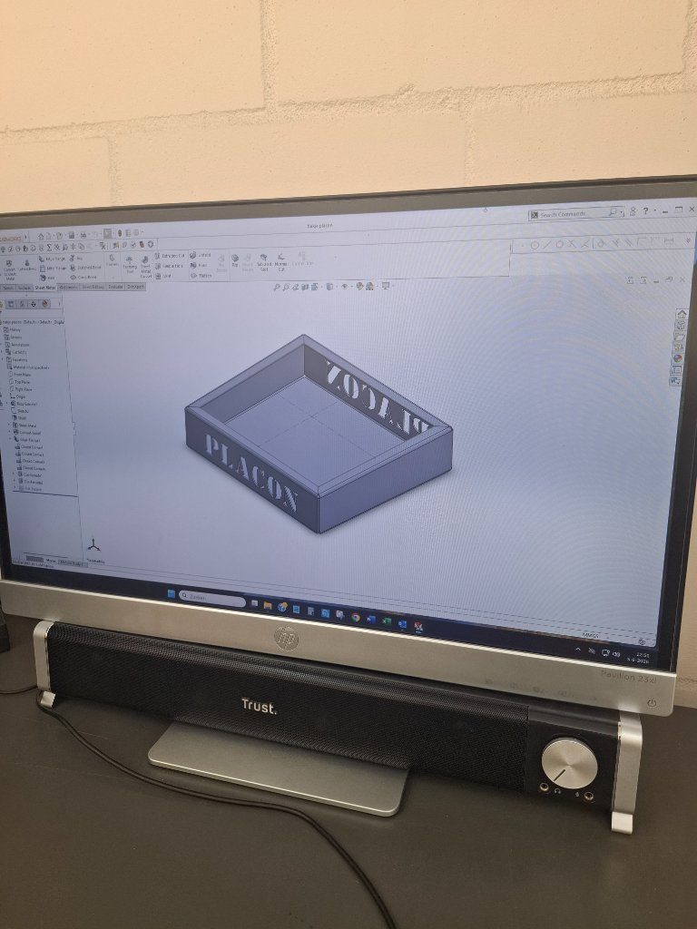3D-tekening van PLACON-bakje in SolidWorks